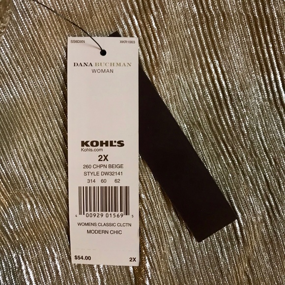 Dana Buchman Plus 2X Gold Champagne Blouse Party - Picture 8 of 8